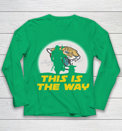 Jacksonville Jaguars NFL Football Star Wars Yoda And Mandalorian This Is The Way Youth Long Sleeve 4
