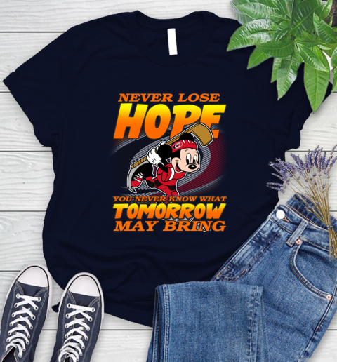 Carolina Hurricanes NHL Hockey ootball Mickey Disney Never Lose Hope Women's T-Shirt 2