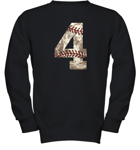 Baseball Jersey Number 4 t shirt Distressed Ball Youth Sweatshirt