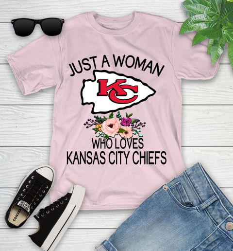 NFL Just A Woman Who Loves Kansas City Chiefs Football Sports Youth T-Shirt 7