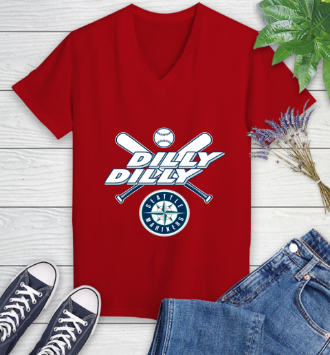 MLB Seattle Mariners Dilly Dilly Baseball Sports Women's V-Neck T-Shirt 12