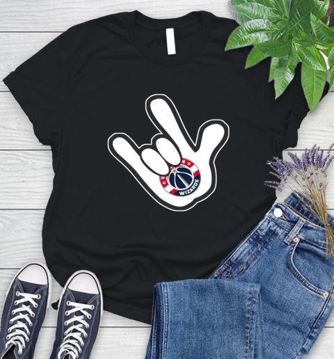 Washington Wizards NBA Basketball Mickey Rock Hand Disney Women's T-Shirt 2