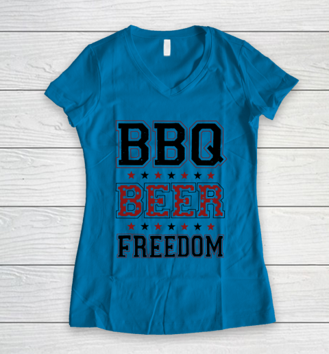 BBQ Beer Freedom Trump Fan Women's V-Neck T-Shirt 7