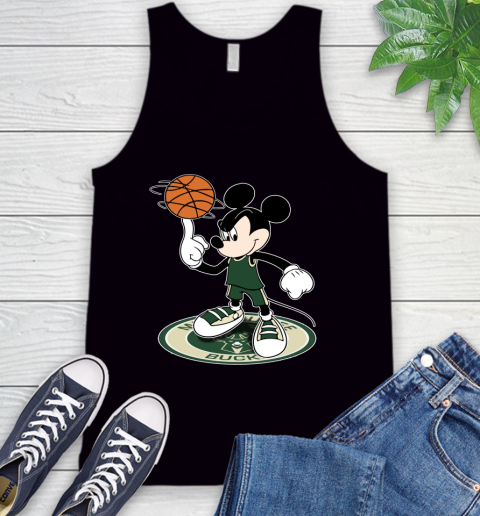 NBA Basketball Milwaukee Bucks Cheerful Mickey Disney Shirt Tank Top