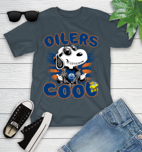 NHL Hockey Edmonton Oilers Cool Snoopy Shirt Youth T-Shirt 9