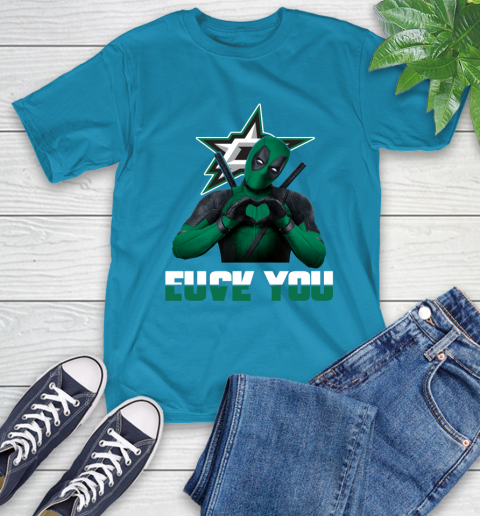 NHL Dallas Stars Deadpool Love You Fuck You Hockey Sports T-Shirt 9