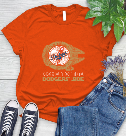 MLB Come To The Los Angeles Dodgers Side Star Wars Baseball Sports Women's T-Shirt 3