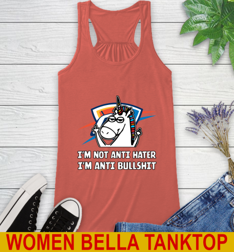 Oklahoma City Thunder NBA Basketball Unicorn I'm Not Anti Hater I'm Anti Bullshit Racerback Tank 4