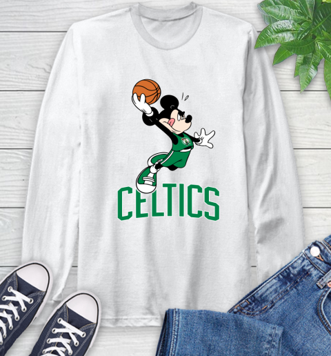 NBA Basketball Boston Celtics Cheerful Mickey Mouse Shirt Long Sleeve T-Shirt 2