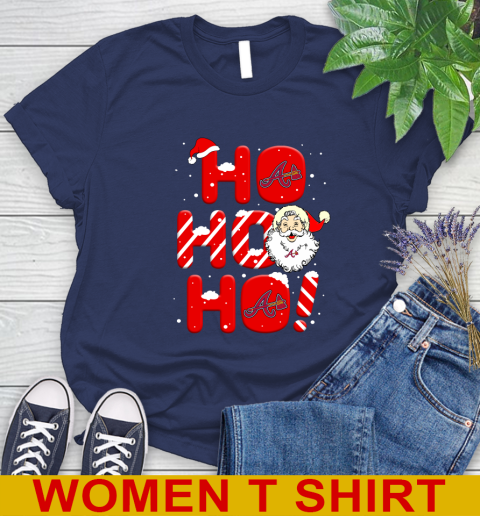 Atlanta Braves MLB Baseball Ho Ho Ho Santa Claus Merry Christmas Shirt Women's T-Shirt 12