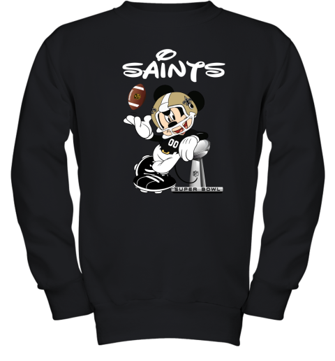 Mickey Saints Taking The Super Bowl Trophy Football Youth Sweatshirt
