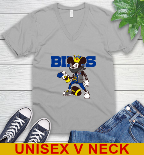 Buffalo Bills NFL Football Mickey Peace Sign Sports V-Neck T-Shirt 4