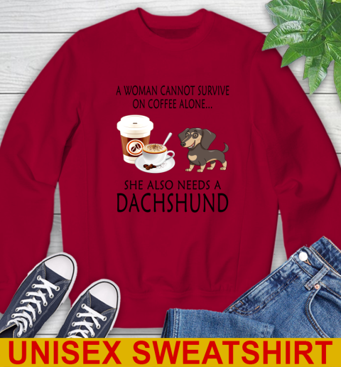 Women cannot survive on coffee alone she also need a DACHSHUND tshirt 28