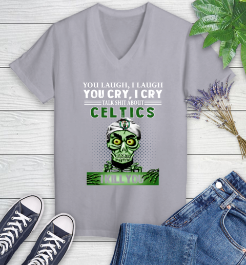 NBA Talk Shit About Boston Celtics I Kill You Achmed The Dead Terrorist Jeffrey Dunham Basketball Women's V-Neck T-Shirt 4