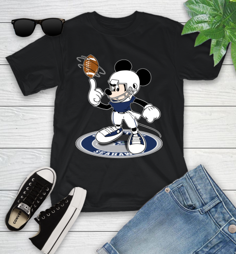 NFL Football Seattle Seahawks Cheerful Mickey Disney Shirt Youth T-Shirt