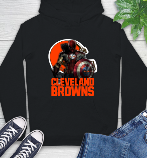 NFL Captain America Thor Spider Man Hawkeye Avengers Endgame Football Cleveland Browns Hoodie 2