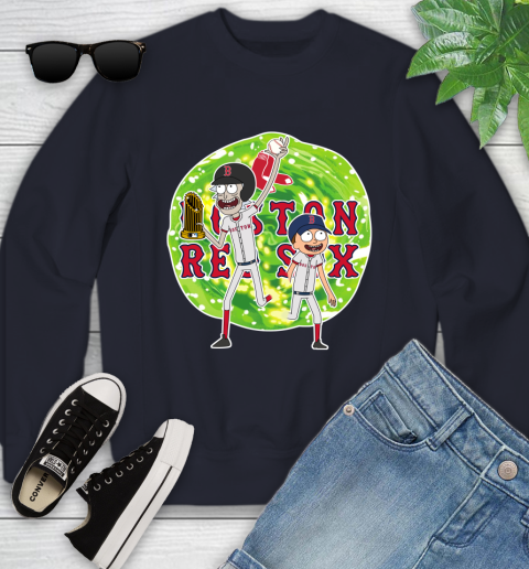 MLB Boston Red Sox Rick And Morty Commissioner's Trophy Baseball Sports Youth Sweatshirt 3