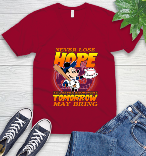 New York Mets MLB Baseball Mickey Disney Never Lose Hope V-Neck T-Shirt 7