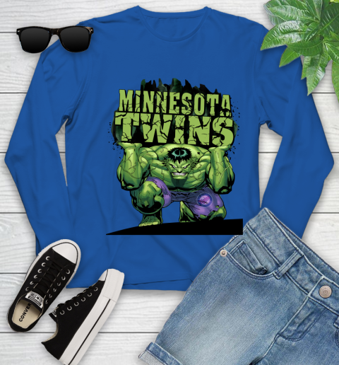 Minnesota Twins MLB Baseball Incredible Hulk Marvel Avengers Sports Youth Long Sleeve 9