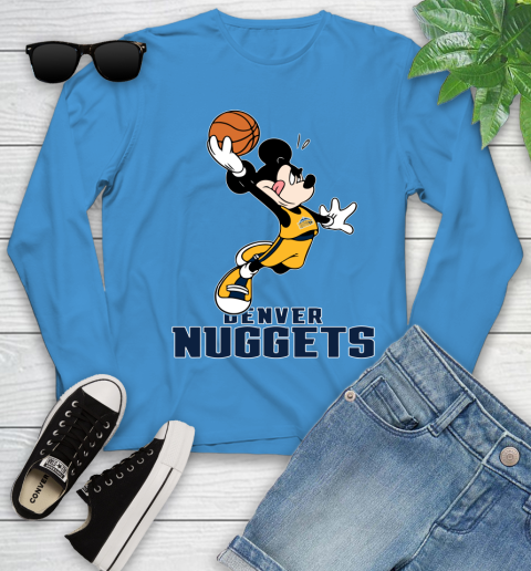 NBA Basketball Denver Nuggets Cheerful Mickey Mouse Shirt Youth Long Sleeve 7