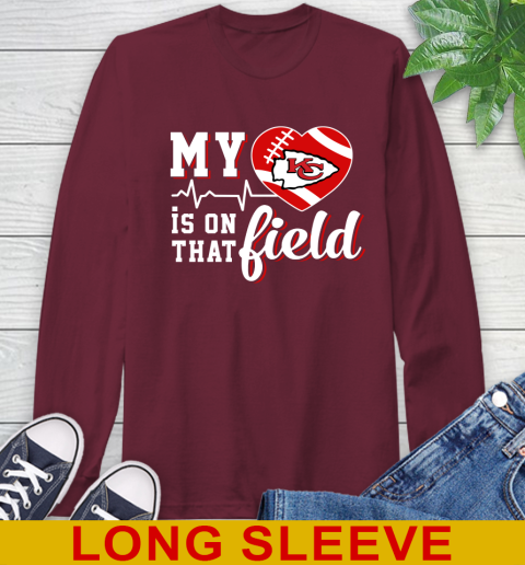 NFL My Heart Is On That Field Football Sports Kansas City Chiefs Long Sleeve T-Shirt 7