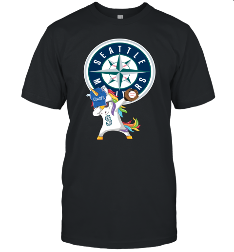 Hip Hop Dabbing Unicorn Flippin Love Seattle Mariners Unisex Jersey Tee