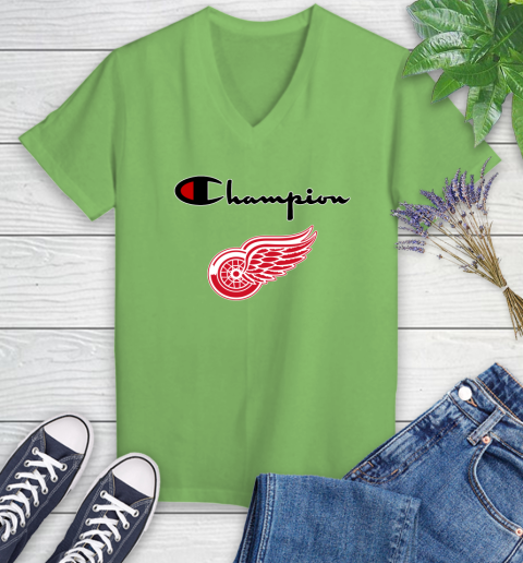 NHL Hockey Detroit Red Wings Champion Shirt Women's V-Neck T-Shirt 7