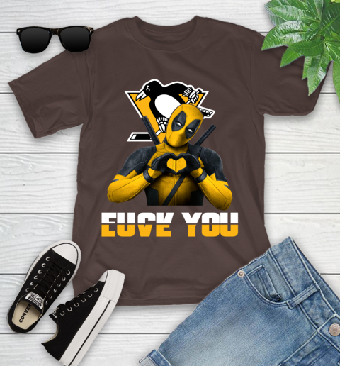 NHL Pittsburgh Penguins Deadpool Love You Fuck You Hockey Sports Youth T-Shirt 7