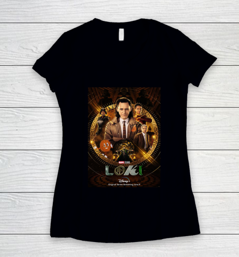 Miss Minutes Marvel Loki Poster Women's V-Neck T-Shirt