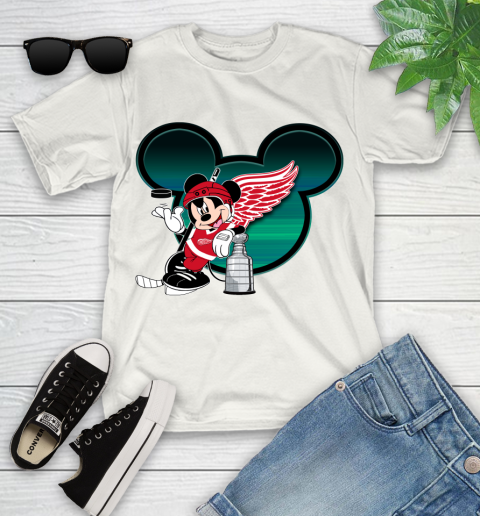 NHL Detroit Red Wings Stanley Cup Mickey Mouse Disney Hockey T Shirt Youth T-Shirt