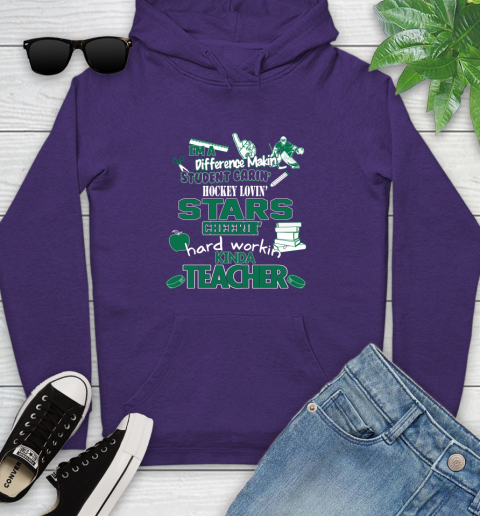 Dallas Stars NHL I'm A Difference Making Student Caring Hockey Loving Kinda Teacher Youth Hoodie 5