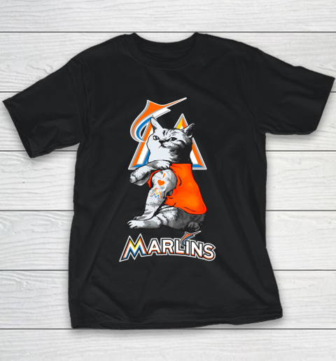 MLB Baseball My Cat Loves Miami Marlins Youth T-Shirt