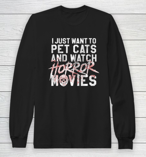 Funny Horror Movie Fan  Halloween Cat Lover Gift T Shirt.MLSXT9UECM Long Sleeve T-Shirt