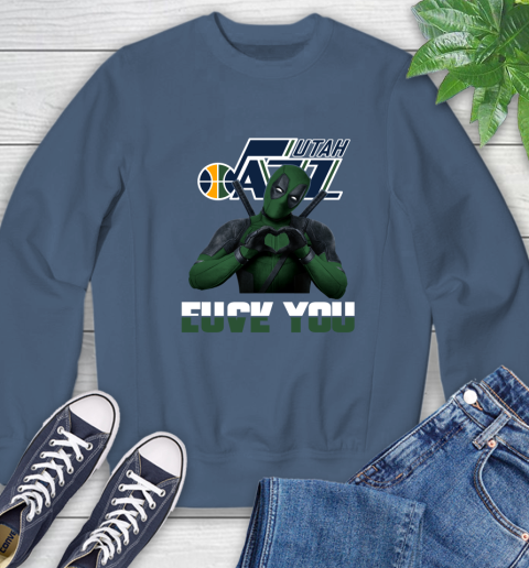 NBA Utah Jazz Deadpool Love You Fuck You Basketball Sports Sweatshirt 8