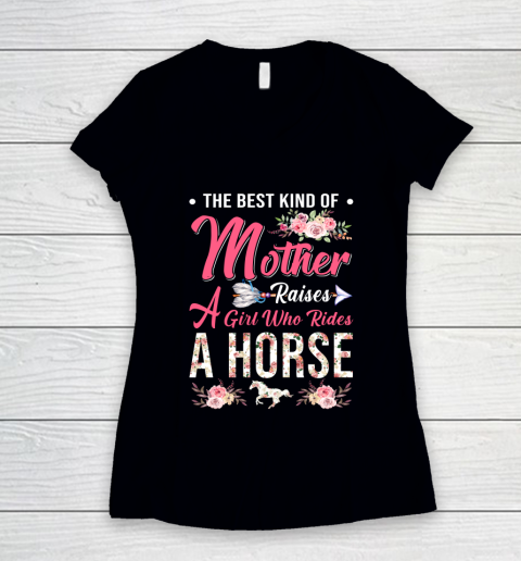 Horse riding the best mother raises a girl Women's V-Neck T-Shirt