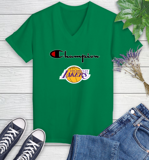 NBA Basketball Los Angeles Lakers Champion Shirt Women's V-Neck T-Shirt 3