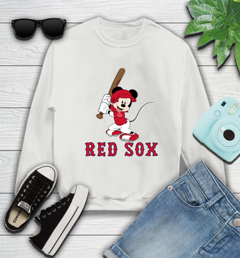 MLB Baseball Boston Red Sox Cheerful Mickey Mouse Shirt Sweatshirt 5