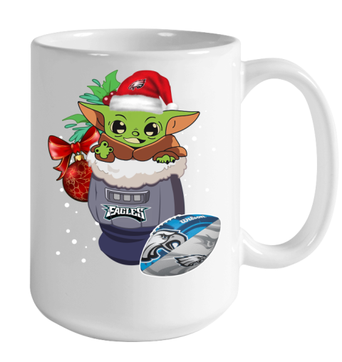 Philadelphia Eagles Christmas Baby Yoda Star Wars Funny Happy NFL Color Changing Mug 15oz 2