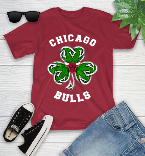 NBA Chicago Bulls Three Leaf Clover St Patrick's Day Basketball Sports Youth T-Shirt 14