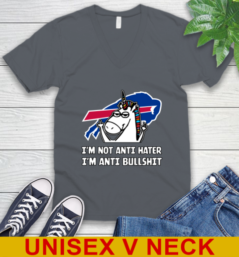 Buffalo Bills NFL Football Unicorn I'm Not Anti Hater I'm Anti Bullshit V-Neck T-Shirt 5