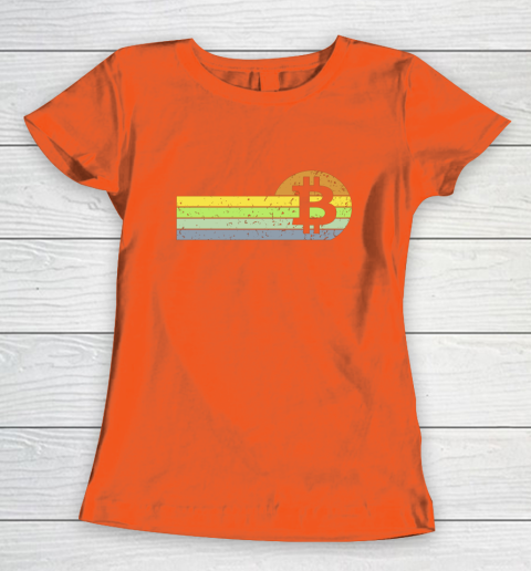 Bitcoin BTC Vintage Sunset Crypto Cryptocurrency Blockchain Women's T-Shirt 3