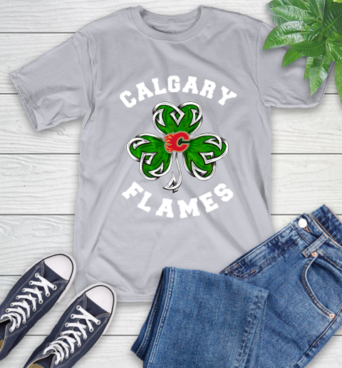 NHL Calgary Flames Three Leaf Clover St Patrick's Day Hockey Sports T-Shirt 6