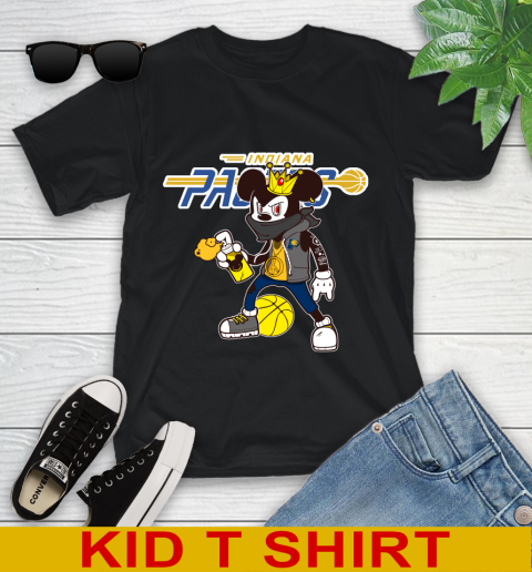 Indiana Pacers NBA Basketball Mickey Peace Sign Sports Youth T-Shirt 2
