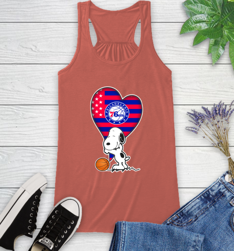 Philadelphia 76ers NBA Basketball The Peanuts Movie Adorable Snoopy Racerback Tank 4