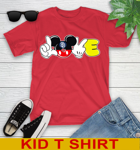 San Diego Padres MLB Baseball Love Mickey Disney Sports Youth T-Shirt 10