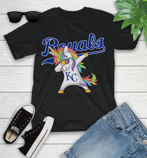 Kansas City Royals MLB Baseball Funny Unicorn Dabbing Sports Youth T-Shirt 2