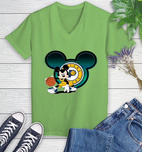 NBA Indiana Pacers Mickey Mouse Disney Basketball Women's V-Neck T-Shirt 11