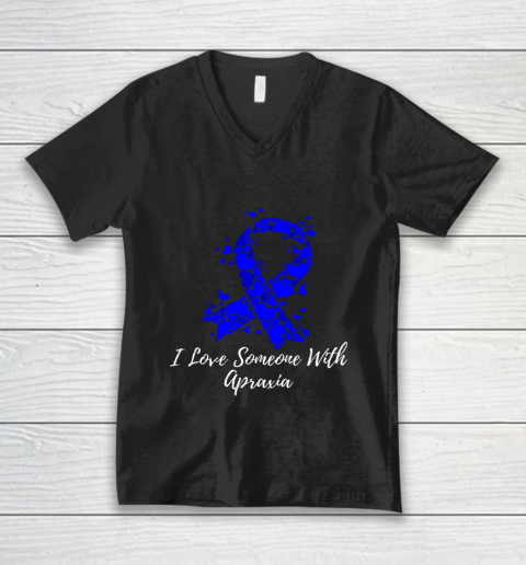 I Love Someone With Apraxia Awareness V-Neck T-Shirt