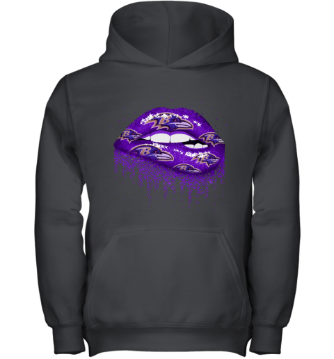 Biting Glossy Lips Sexy Baltimore Ravens NFL Football Youth Hoodie