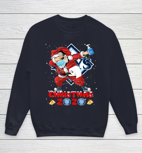 Tampa Bay Rays Funny Santa Claus Dabbing Christmas 2020 MLB Youth Sweatshirt 2